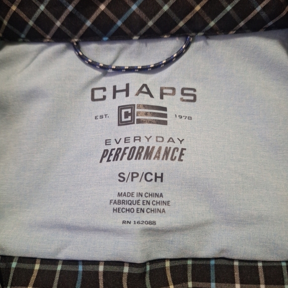 NWT CHAPS Everyday Performance Mens Black Blue Plaid Short Sleeve Button Up SM - Picture 8 of 8